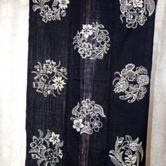 m-1936 古布木綿 筒描き 花柄 3巾 希少品
