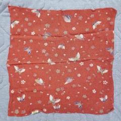 蝶と花のちりめん生地・オレンジ