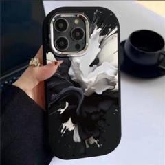 iPhone16plus アート スマホケース 黒 【新入荷】 インク マーブル