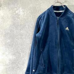 adidas　トラックジャケット　長袖　ネイビー　コーデュロイ　スリーライン