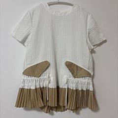 極美品　sacai プリーツぺプラムブラウス　白シャツ　半袖シャツ　ブラウス 極美品 sacai プリーツぺプラムブラウス 白シャツ 半袖シャツ