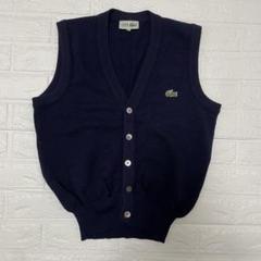 Lacoste ネイビー Vネック ベスト　ゴルフ　スポーツ　ウール100%