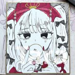 オリジナル 手描きイラスト色紙 同人 手描きイラスト 色紙大 ゼンゼロ エレン・ジョー モノクロ
