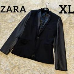 美品✨ZARA ザラ　タキシード　テーラードジャケット　襟サテン　ブラック ZARA - Zara タキシードタイプ襟のジャケット(ブラック)XSの通販