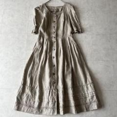 h.moser ヴィンテージ✨リネンティアードワンピース　刺繍　42XL相当