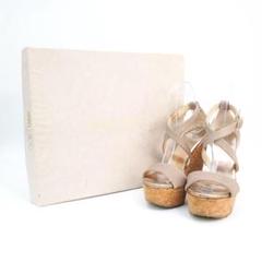 JIMMY CHOO 36 1/2 厚底サンダル グレージュ 箱付/ED76