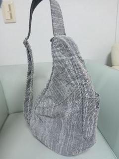 極美品 ヘルシーバックバッグ 織生地 白×グレー ワンショルダーバッグ