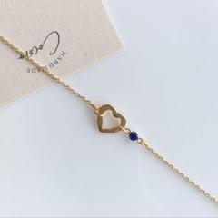 ハートチャームとガラスストーンコネクターのブレスレット＊ハンドメイド
