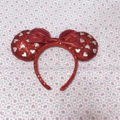 ディズニー　カチューシャ⑥ 赤　ハート柄