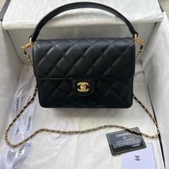 CHANEL ブラックレザー ピコタン型バッグ マトラッセ チェーンクラッチ ブラック 黒[AP2831 B08429 94305
