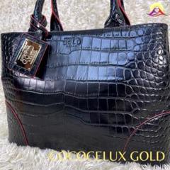 【未使用級✨】ココセリュックスゴールドレディースレザークロコ型押し3WAY黒×赤