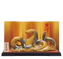 [匿名配送]株式会社玉善 開運干支置物 巳 NO.44あめ釉(特大)桐箱入り