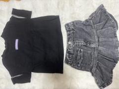 黒Tシャツとデニムスカートセット 100cm~