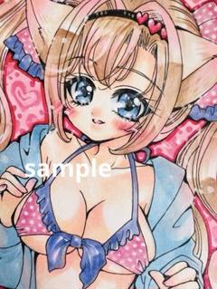 手描き★オリジナルイラスト★猫耳ビキニ少女 女の子