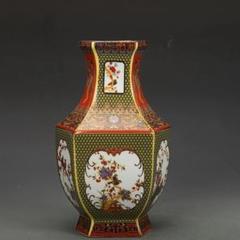 パステル琺瑯六角花瓶 工芸品 陶磁器 装飾品 花瓶 花器 美品 置物 陶芸 マタ・オルティス陶器 by Guadalupe melendez トリ 卵型 花瓶