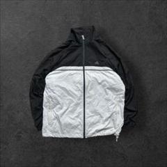 安価 2001年製adidas古着ナイロンジャケットブラックホワイトドロー ジャケット・アウター