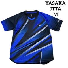 ⭐️YASAKA 卓球ウェア　JTTA ドライ半袖ポロシャツ　青×黒　M＊QG