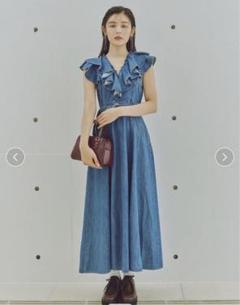 snidel デニムフリルワンピース 0サイズ SNIDEL - 【新品未使用】SNIDEL♡デニムフリルワンピース ブルー