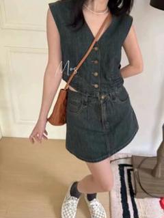 ハーフ丈デニムスーツ✦春夏コーデに最適お出かけ女子会用