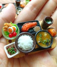 ミニチュアフード　焼鮭朝食セット