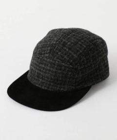 極美品 Hender Scheme ツイード スエード ジェットキャップ 黒×灰