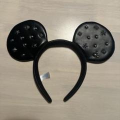 ディズニー ミッキー カチューシャ スタッズ レザー風 ブラック 黒 TDR