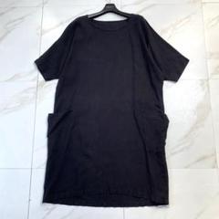 ヤンマ産業 綾リネン Vネック ワンピース ブラック yamma ヤンマ産業 yamma ノースリーブ リネン ワンピース チュニック