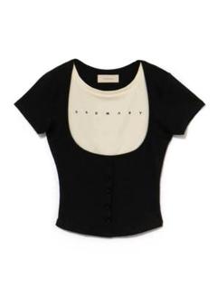 トップス Mary logo ribbon tops andmary beige ANDMARY】Mary logo ribbon tops