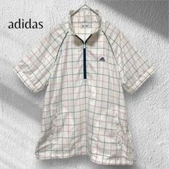 【アディダスゴルフ】ゴルフウェア　半袖ブルゾン　ハーフジップ　ホワイト　L