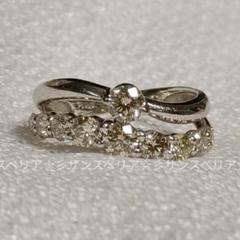 Pt900 ダイヤモンド1.00ct 2連のウェーブデザインリング