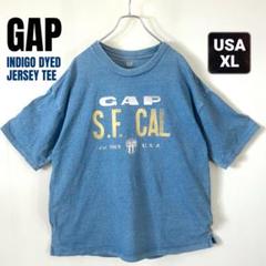 GAP★インディゴ製品染めジャージTシャツ★レトロロゴプリント★USAメンズXL