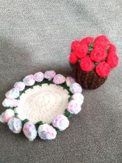 かぎ針編み ハンドメイド バラのコースター 薔薇 コースター