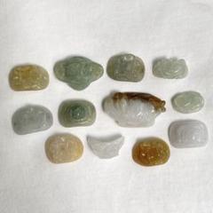 【天然石】翡翠などリング 指輪パーツ12点セット