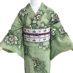 グリーン　身丈158 有松絞り 絞り染め　絞り浴衣　 浴衣　NO44