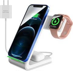 ソ　ワイヤレス充電器 3in1 急速充電 折り畳み スタンド 置くだけ