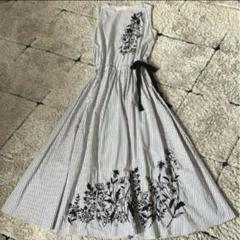 美品✨】グレースコンチネンタル ストライプ 刺繍 ロング シャツ