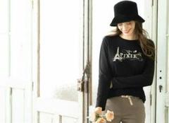 QVC☆ピクシーハート♡パリ風プリントTシャツ(*ˊ˘ˋ*)黒L