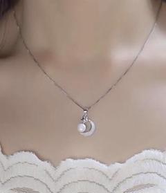 Pearlmoon ネックレス レディース シルバー パール クリスタル 月