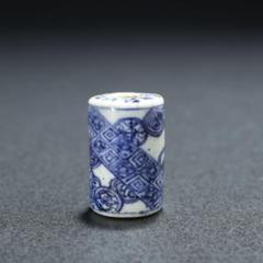 緒締玉　管玉形　染付家紋尽くし　陶磁器　骨董　R1432 緒締玉 管玉形 染付家紋尽くし 陶磁器 骨董 R1432 - メルカリ