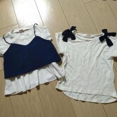 petit main Tシャツ 100cm　ビスチェ　ペプラム　肩リボン