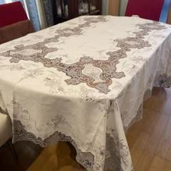 【値下げ　汕頭スワトウ刺繍　大判テーブルクロス アンティーク　手刺繍レア】 汕頭スワトウ刺繍 大判テーブルクロス アンティーク 手刺繍