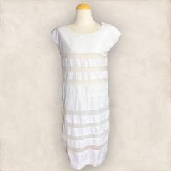 A.P.C アーペーセー ノースリーブワンピース 膝丈 レース ボーダー 白