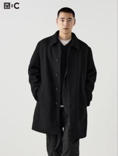 UNIQLO Cダブルフェイスコート ブラック きれいめ派におすすめ！UNIQLO:Cダブルフェイスコート | 40代