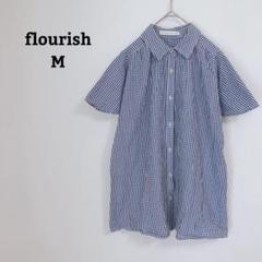 flourish　シャツ　羽織　チェック　半袖　綿混　薄手　ゆったり　Ｍ