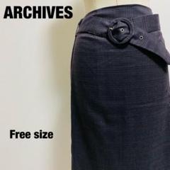 アルシーヴ ARCHIVES タイトスカート チェック柄 ベルト フリーサイズ