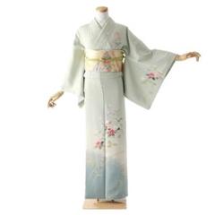 夏用単衣訪問着 ライトグレー白椿 身長 165cm〜177cm位 訪問着