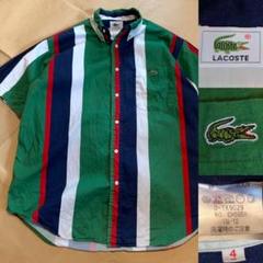 90s LACOSTE ラコステ シャツ ストライプ 4 クレイジーカラー 総柄