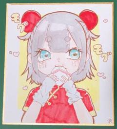 手描きイラスト　色紙　オリジナルキャラ オリジナルデザイン 手描きイラスト ミニ色紙