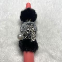 ファー付きビジュー装飾ボールペン