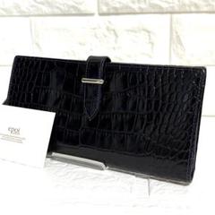 美品 epoi GANZO クロコ 型押し 長財布 ネイビー ブラック 美品 epoi GANZO クロコ 型押し 長財布 ネイビー ブラック
